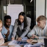 A team of four working together