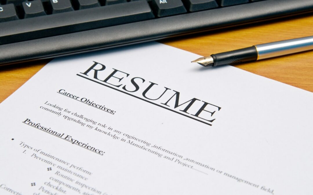 close up of a resume